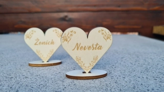 Svadobná menovka srdce